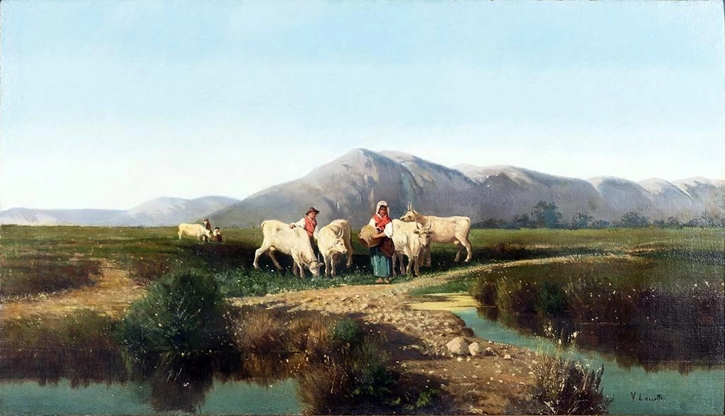 Valerio Laccetti - Mandrie e pastori nella campagna romana, 1890